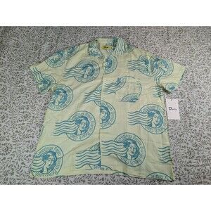 Duvin Long Hair Don't Care Button Up Shirt L Yellow Beach Club Graphic